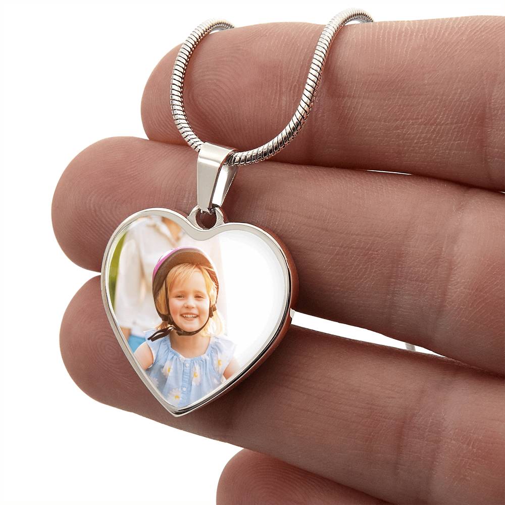 A Place In Your Heart- Photo / Engraved - Buyer Upload Heart Necklace with Engraving