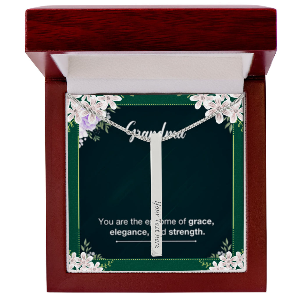Grandma's Grace, Elegance, Strength - Custom Engraved 4-Sided Stick Necklace