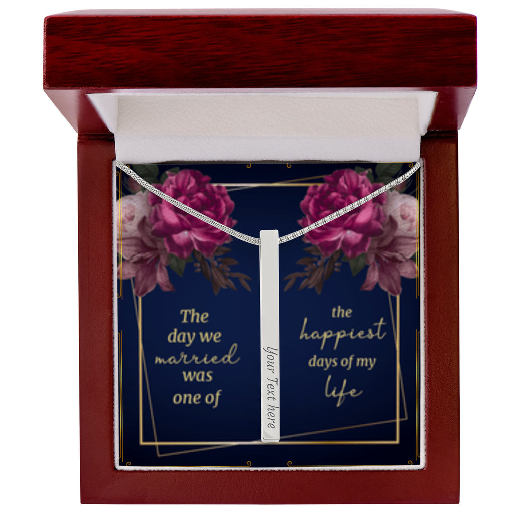 Anniversary - Custom Engraved 4-Sided Stick Necklace