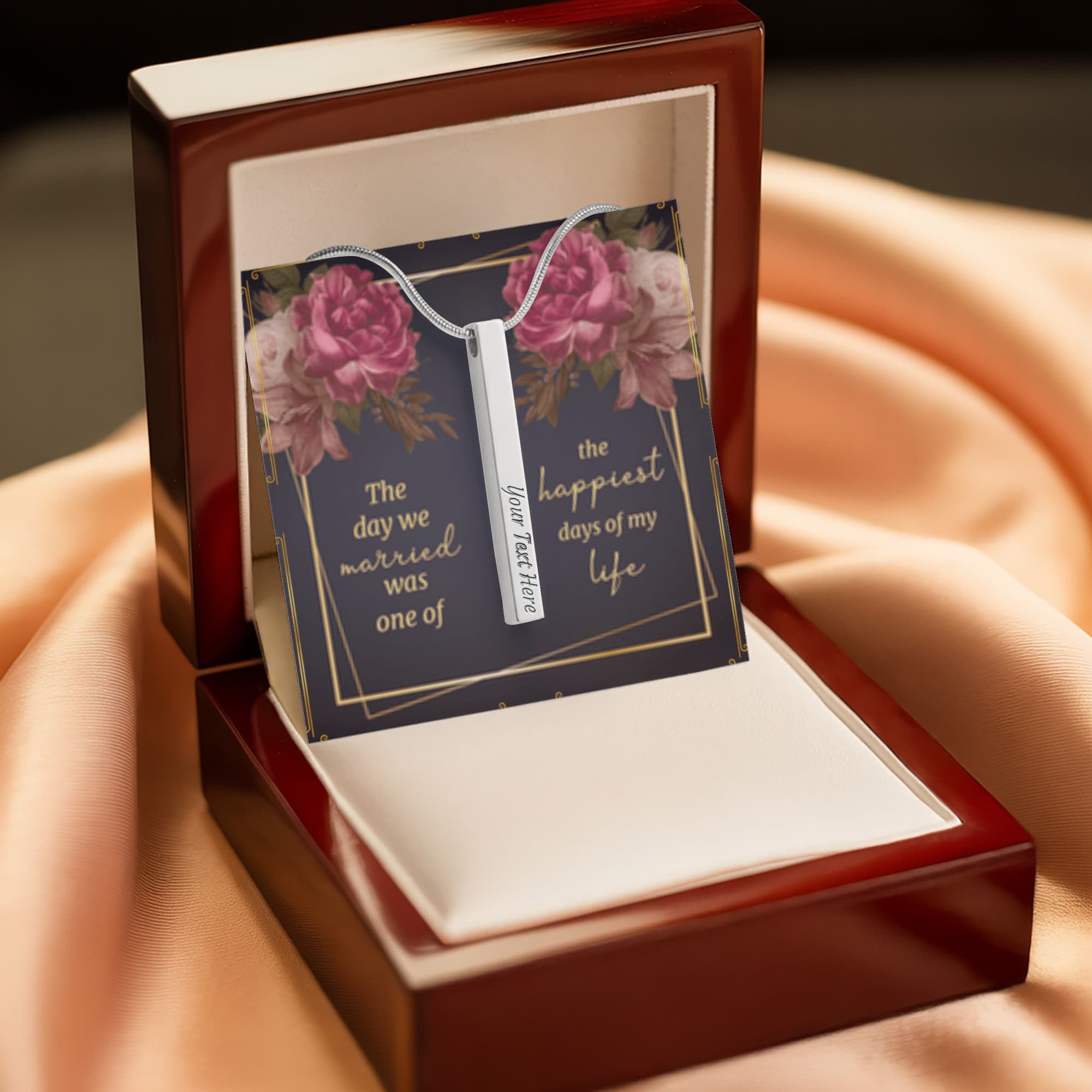Anniversary - Custom Engraved 4-Sided Stick Necklace