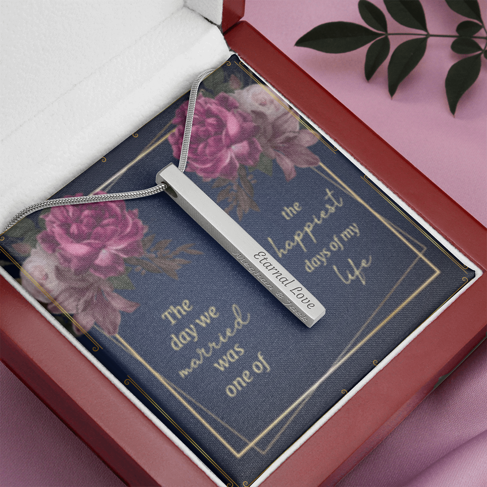 Anniversary - Custom Engraved 4-Sided Stick Necklace