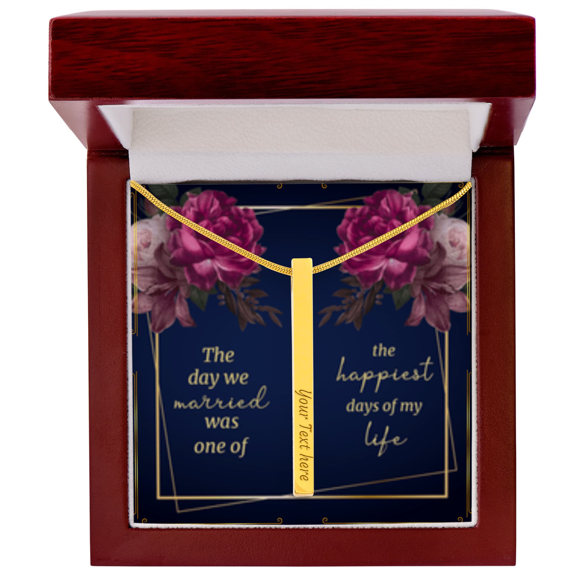 Anniversary - Custom Engraved 4-Sided Stick Necklace