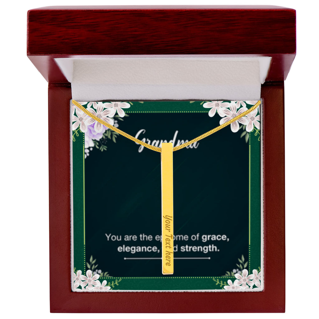Grandma's Grace, Elegance, Strength - Custom Engraved 4-Sided Stick Necklace