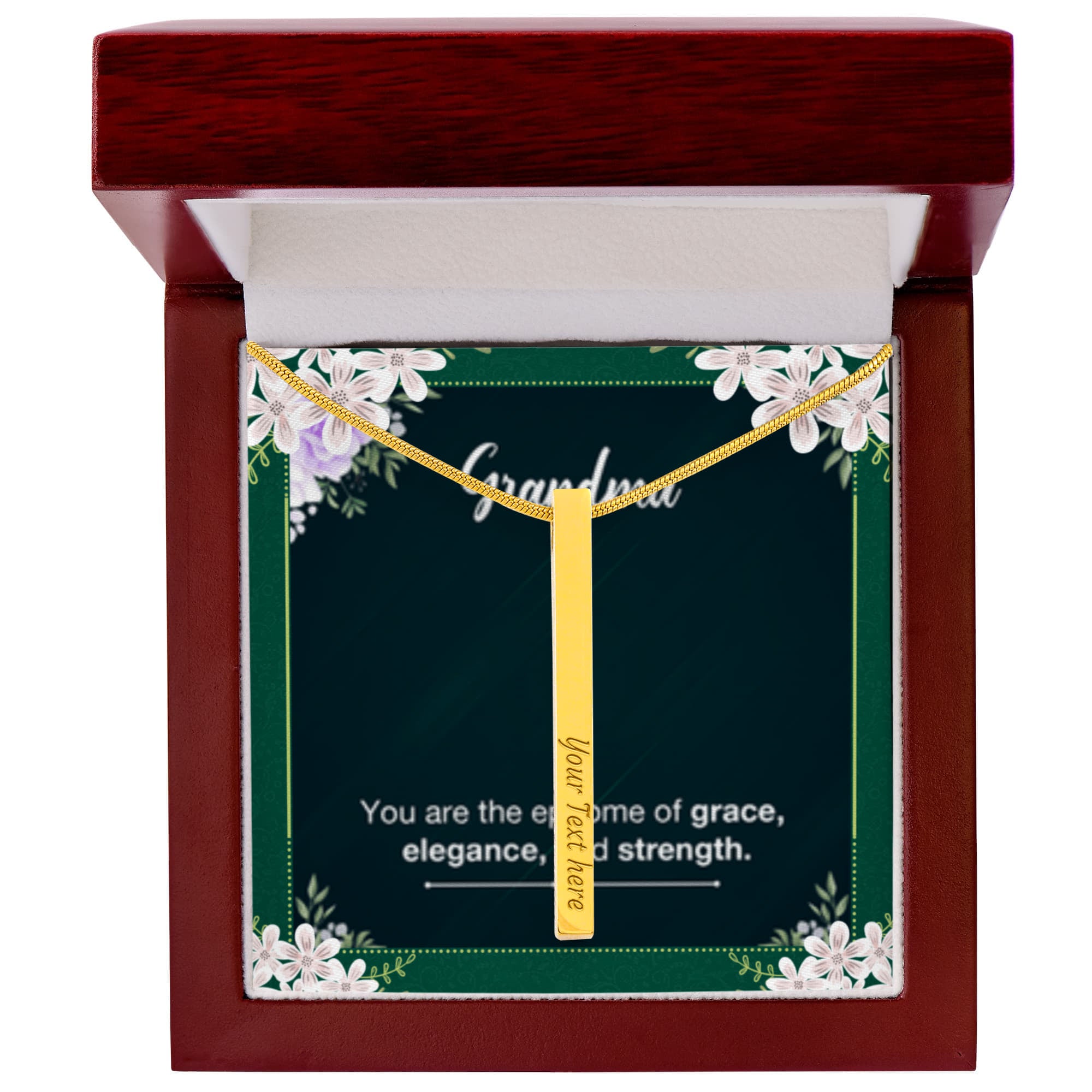 Grandma's Grace, Elegance, Strength - Custom Engraved 4-Sided Stick Necklace