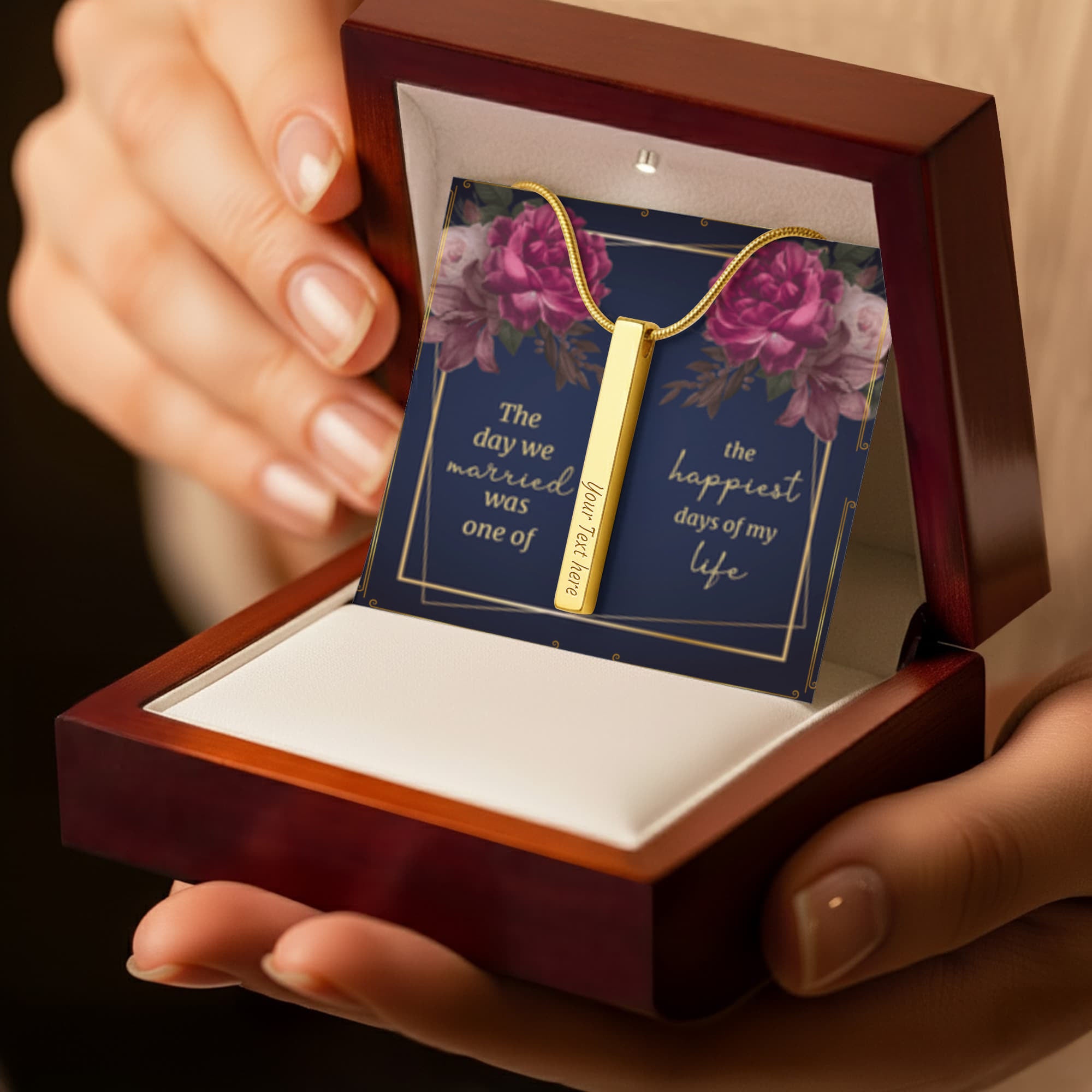 Anniversary - Custom Engraved 4-Sided Stick Necklace