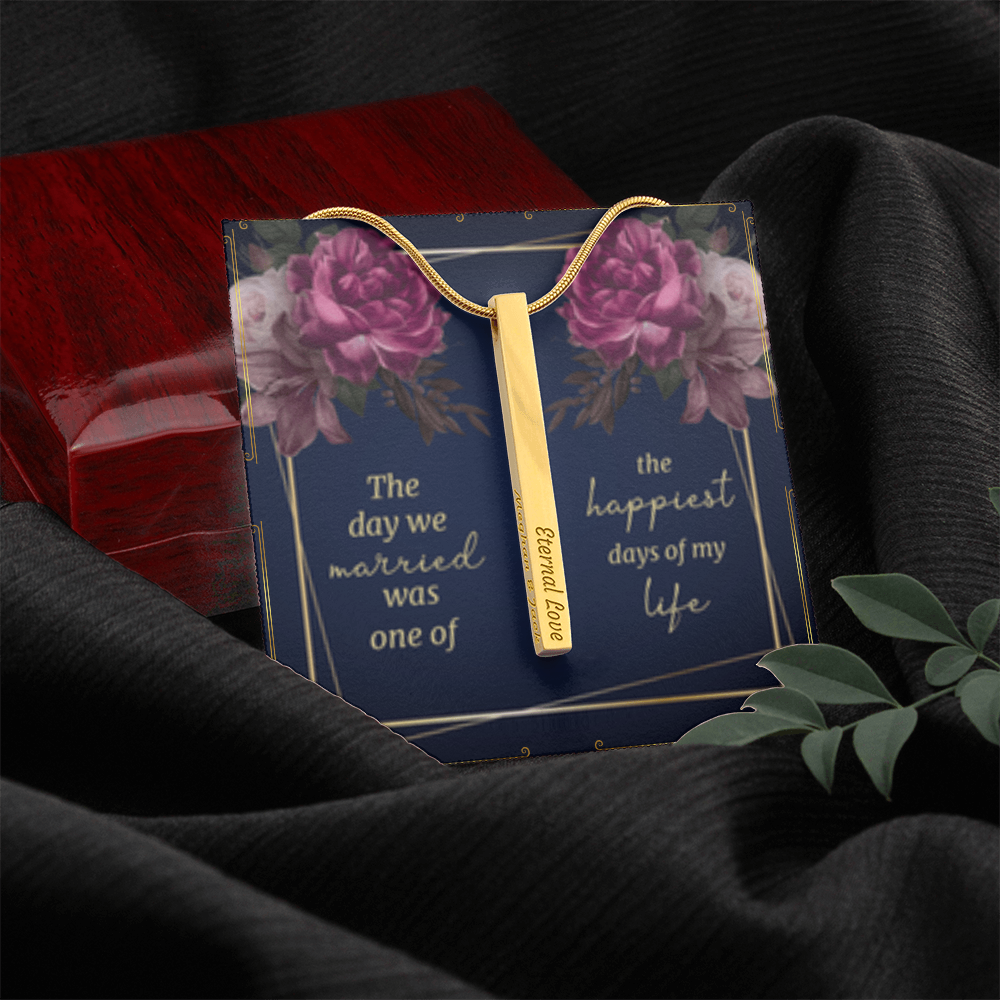Anniversary - Custom Engraved 4-Sided Stick Necklace