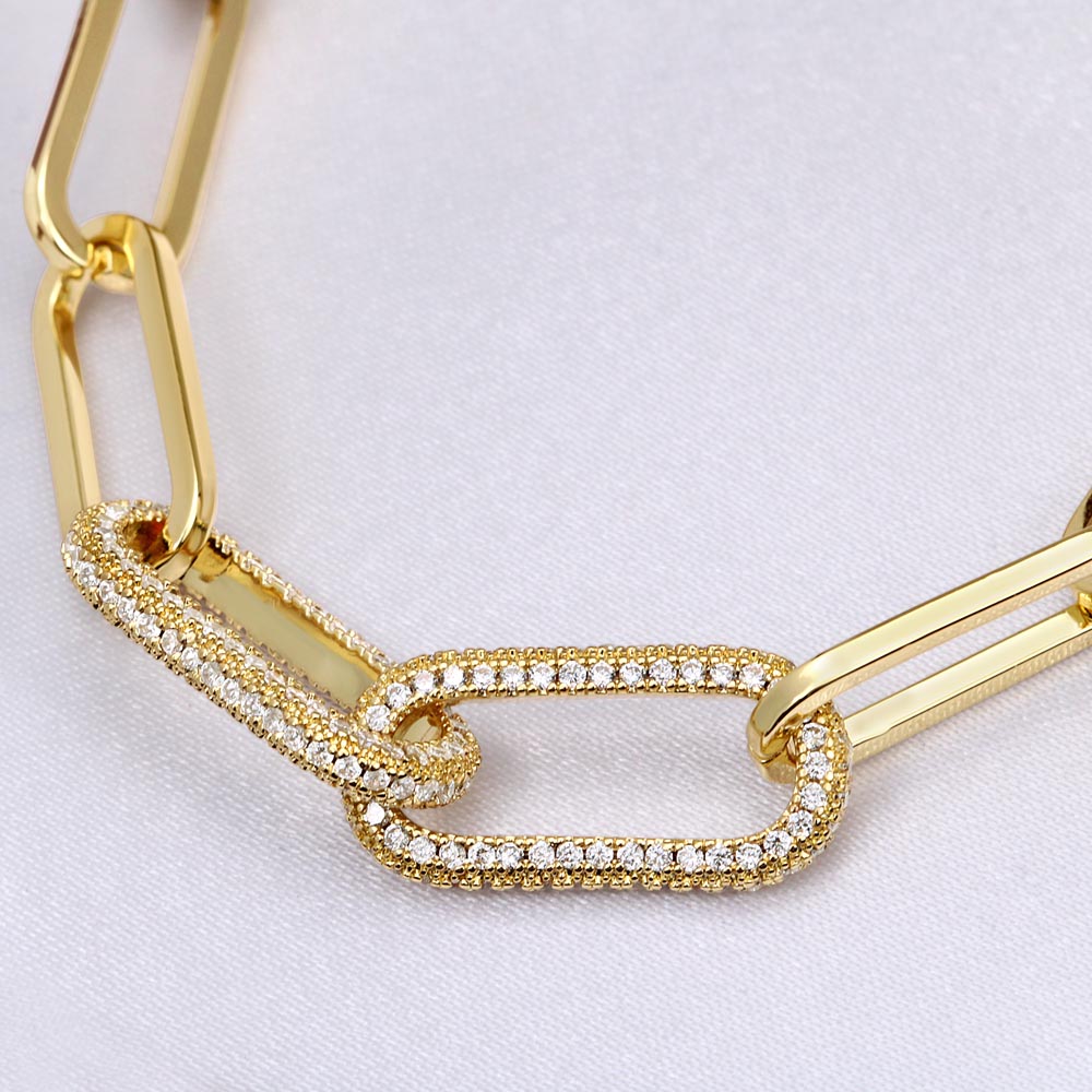 FOREVER LINKED- TO MY BEAUTIFUL WIFE - Paperclip Chain Embellished in CZ Stones.