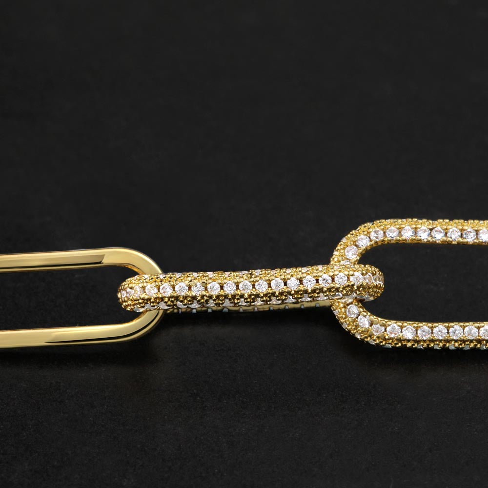 Soulmate- I'm So Glad i Fell In Love With You! -  Paperclip CZ Chain Link- 14k Gold Finish!
