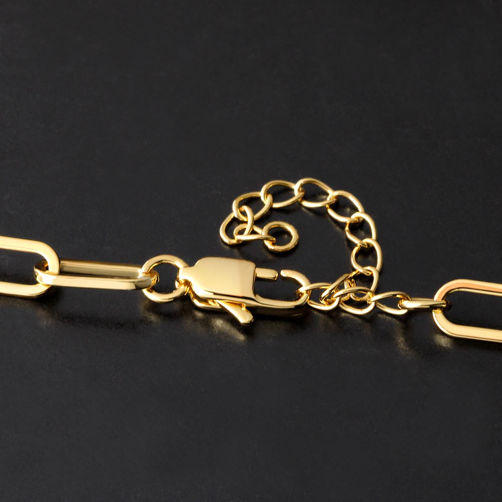 Mom - Thank you for reminding me of my  Self-Worth.- Paperclip CZ Chain Link- 14k Gold Finish!