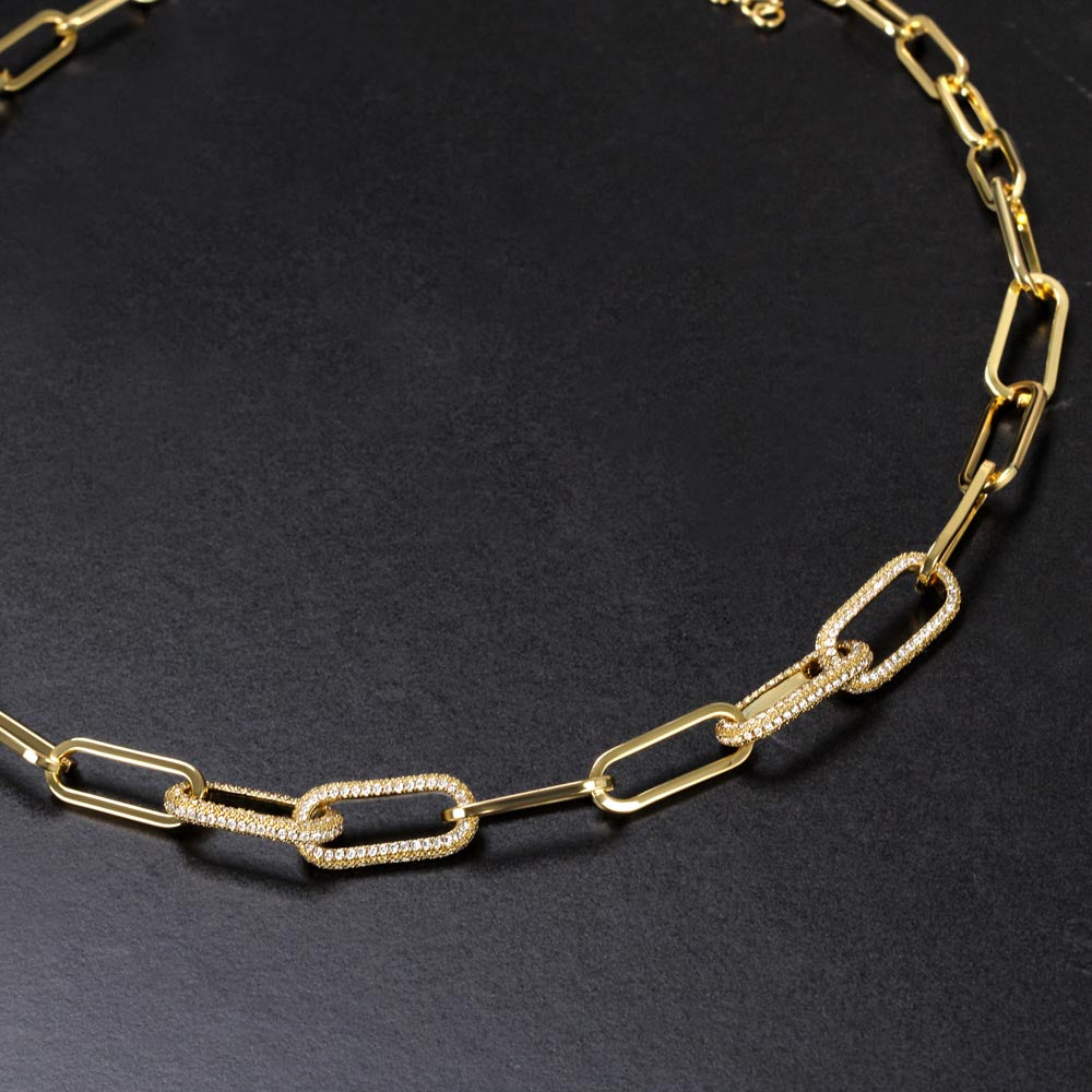 Mom - Thank you for reminding me of my  Self-Worth.- Paperclip CZ Chain Link- 14k Gold Finish!