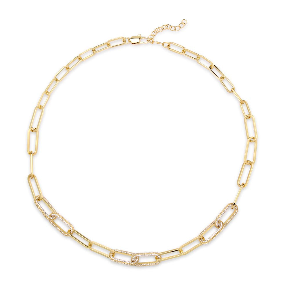 Soulmate- I'm So Glad i Fell In Love With You! -  Paperclip CZ Chain Link- 14k Gold Finish!