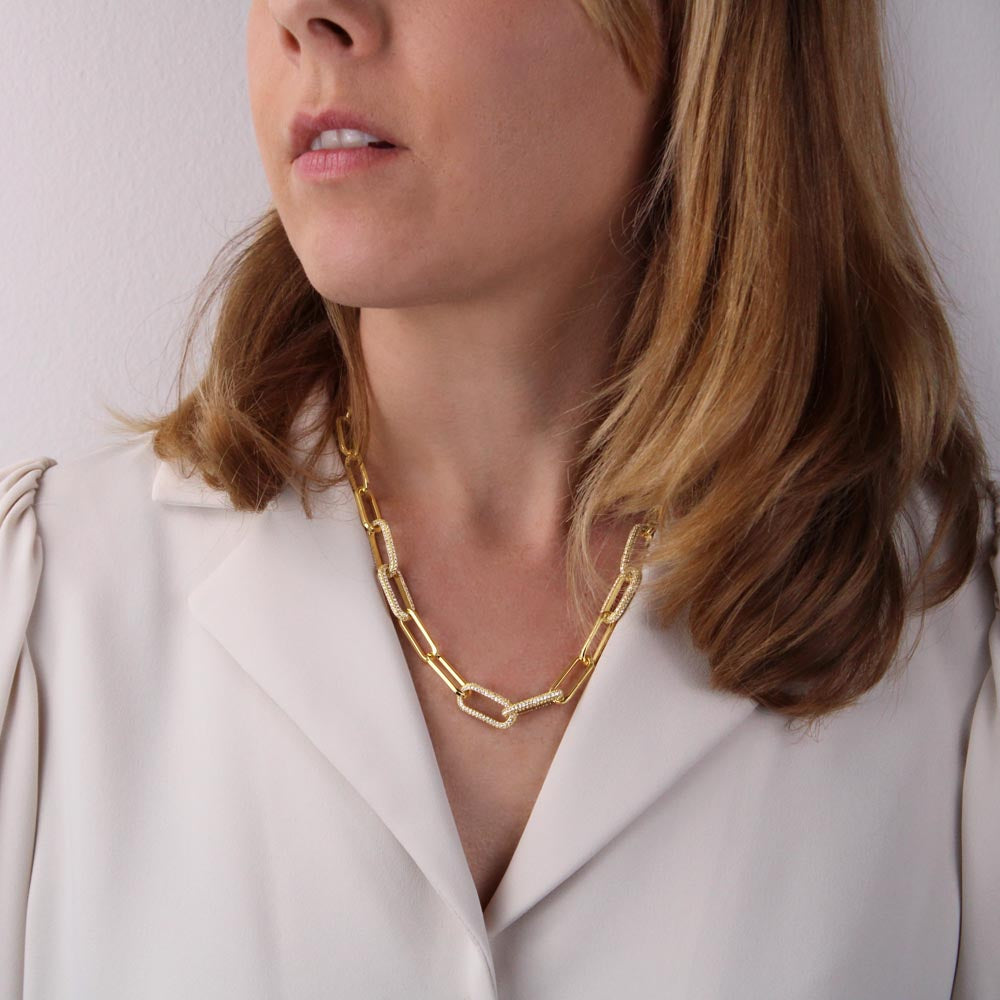 Soulmate- I'm So Glad i Fell In Love With You! -  Paperclip CZ Chain Link- 14k Gold Finish!