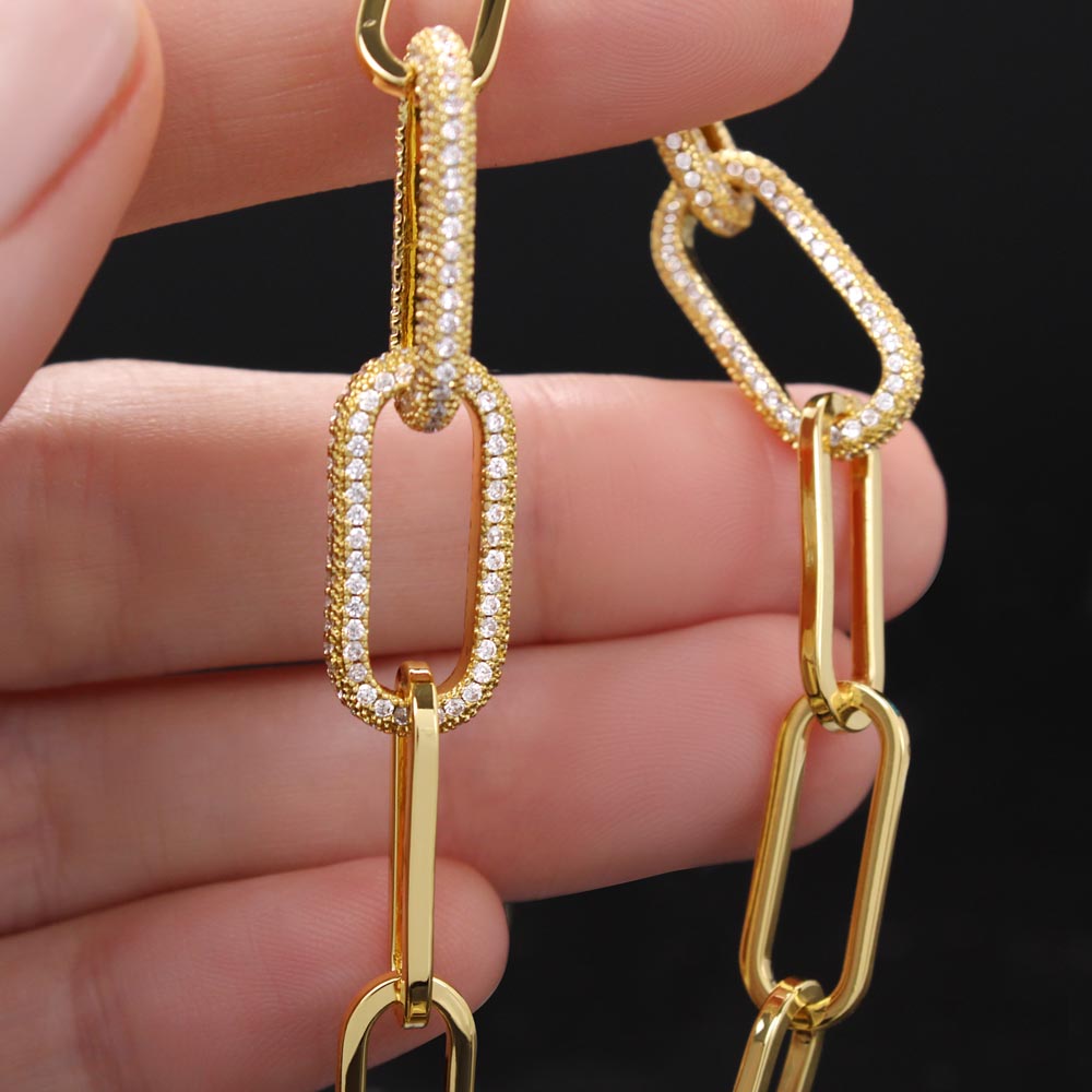 Soulmate- I'm So Glad i Fell In Love With You! -  Paperclip CZ Chain Link- 14k Gold Finish!