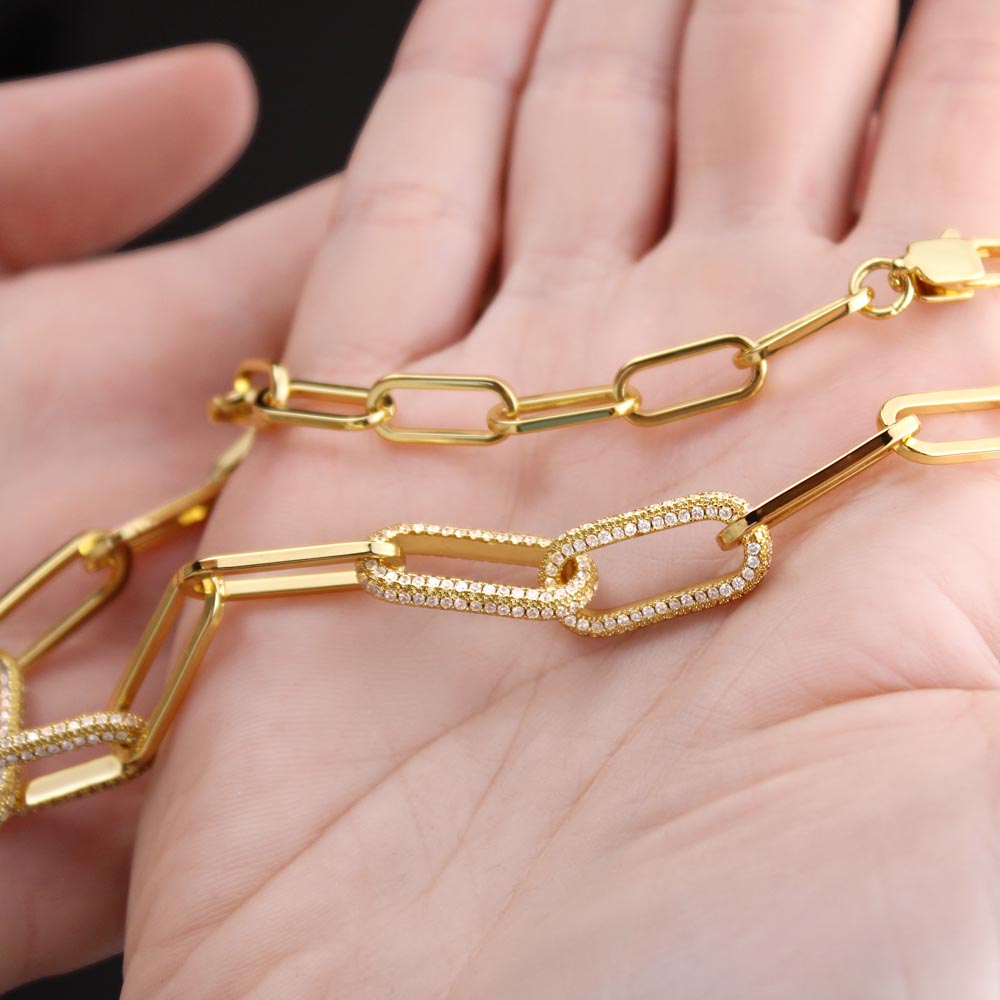 FOREVER LINKED- TO MY BEAUTIFUL WIFE - Paperclip Chain Embellished in CZ Stones.