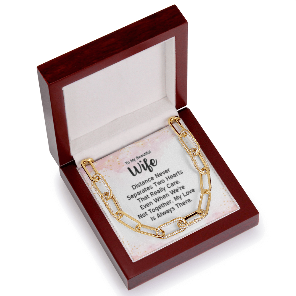 FOREVER LINKED- TO MY BEAUTIFUL WIFE - Paperclip Chain Embellished in CZ Stones.