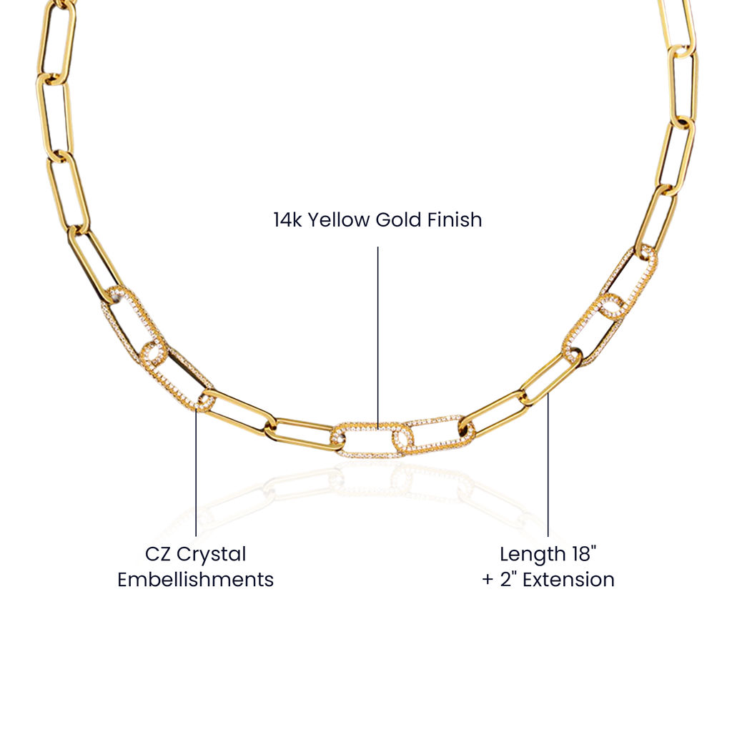 FOREVER LINKED- TO MY BEAUTIFUL WIFE - Paperclip Chain Embellished in CZ Stones.