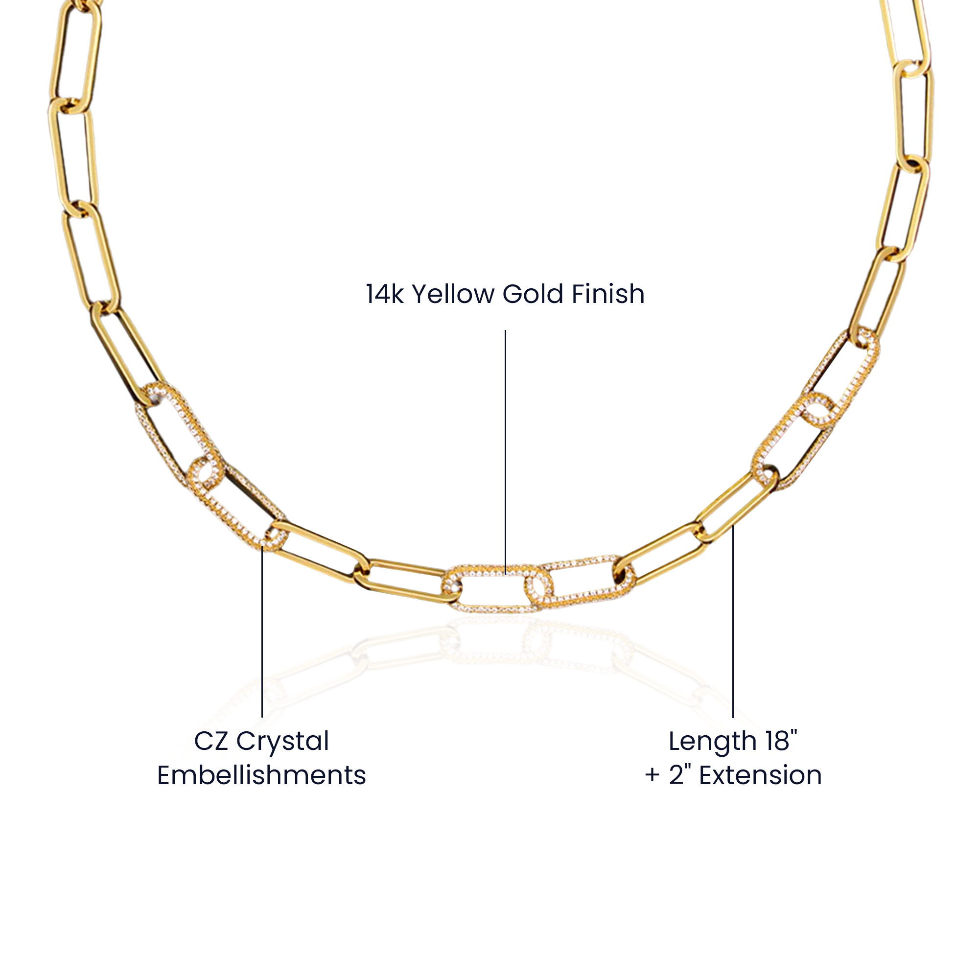 FOREVER LINKED- TO MY BEAUTIFUL WIFE - Paperclip Chain Embellished in CZ Stones.