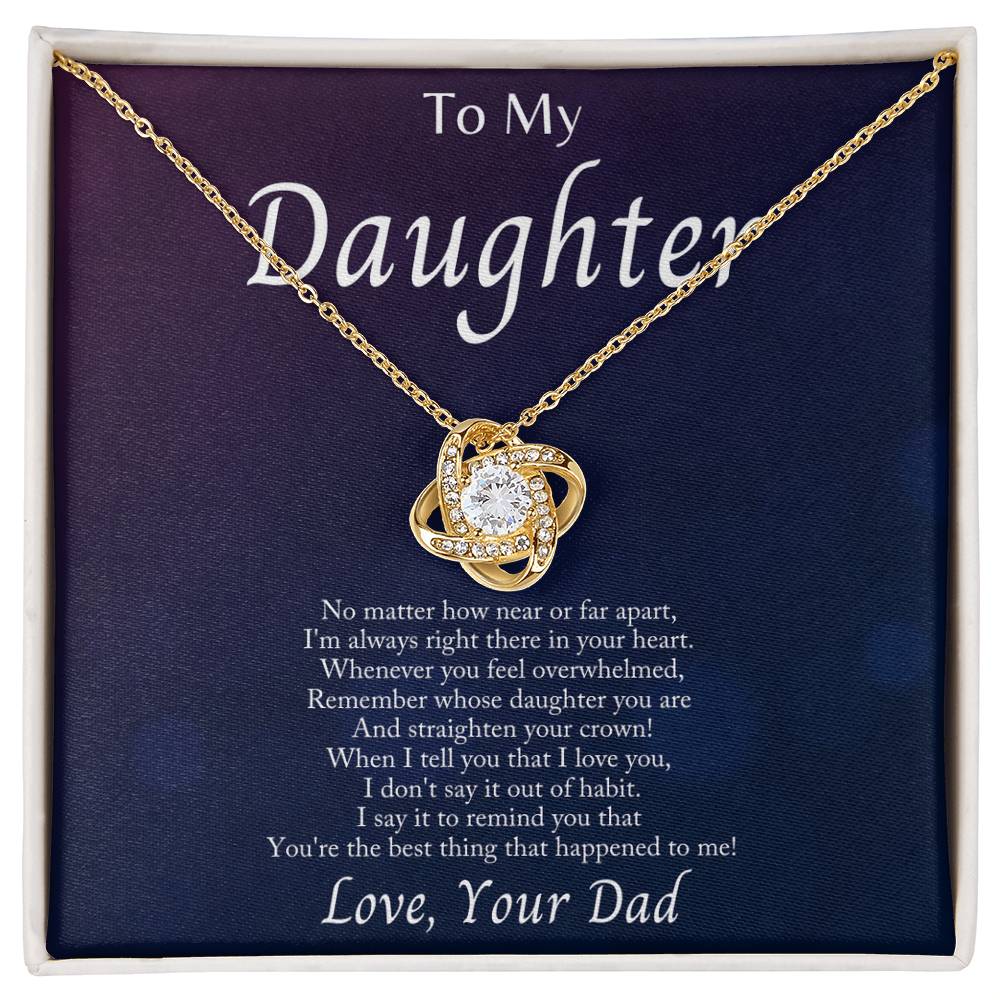 Daughter- I'm Always With You - Love Knot Necklace- GOLD FINISH