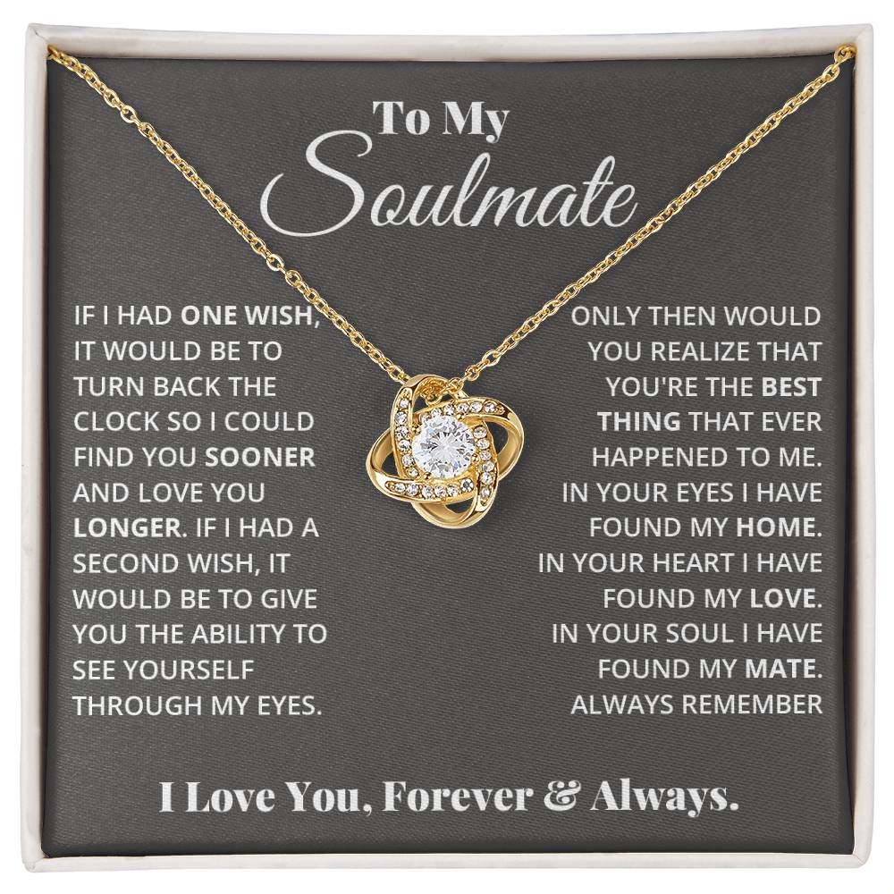 To My Soulmate - Love Knot Necklace- GOLD FINSIH