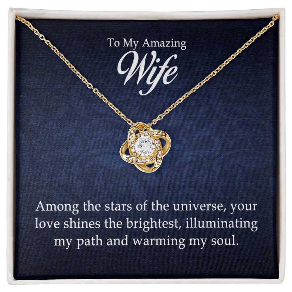 To My Amazing Wife - Love Knot Necklace- GOLD FINISH