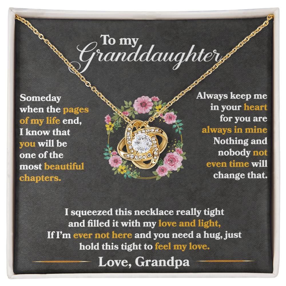 Keep Me In Your Heart - Love Knot Necklace - GOLD FINSIH- GRANDDAUGHTER