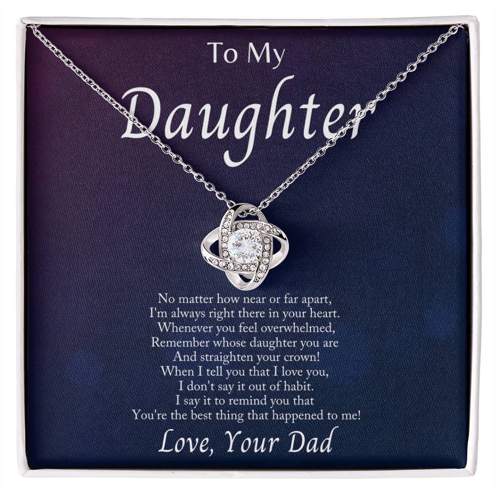 Daughter- I'm Always With You - Love Knot Necklace- GOLD FINISH