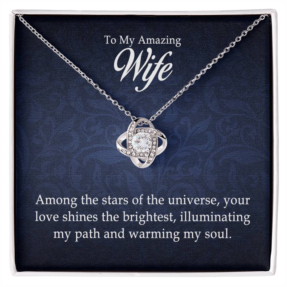 To My Amazing Wife - Love Knot Necklace- GOLD FINISH