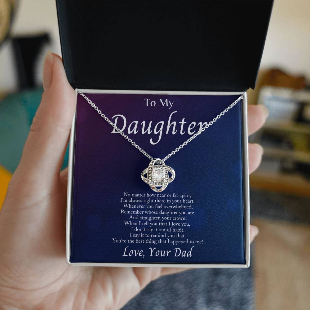 Daughter- I'm Always With You - Love Knot Necklace- GOLD FINISH