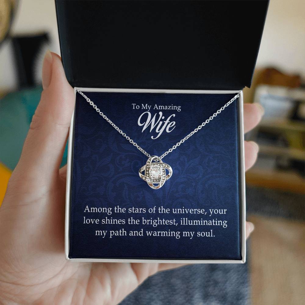 To My Amazing Wife - Love Knot Necklace- GOLD FINISH