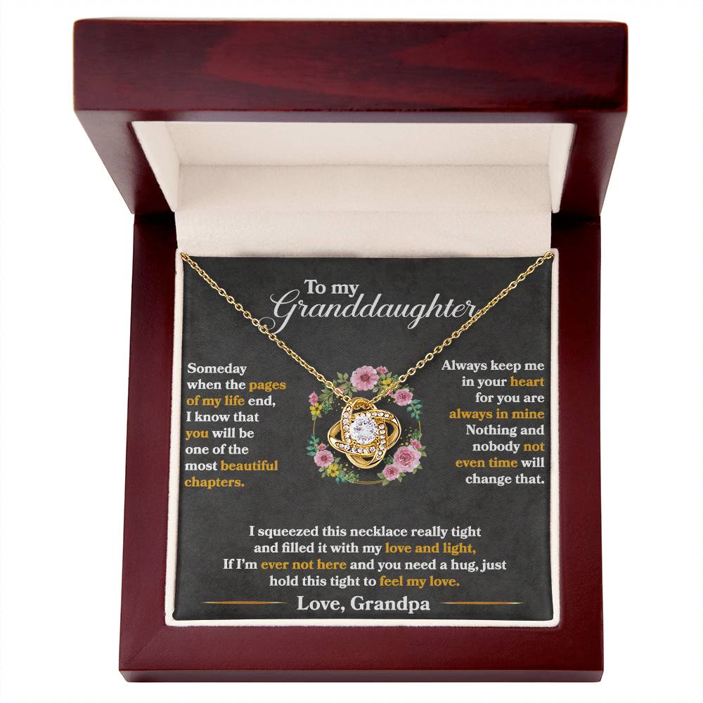 Keep Me In Your Heart - Love Knot Necklace - GOLD FINSIH- GRANDDAUGHTER