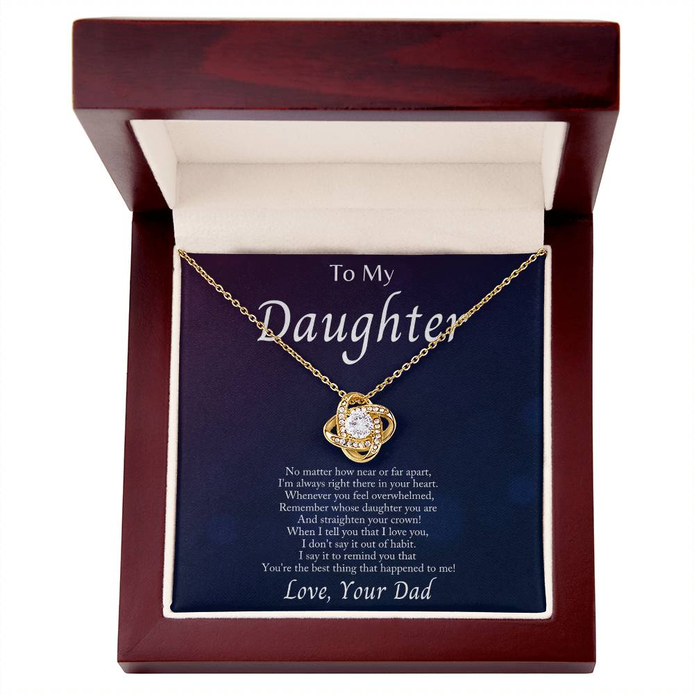 Daughter- I'm Always With You - Love Knot Necklace- GOLD FINISH