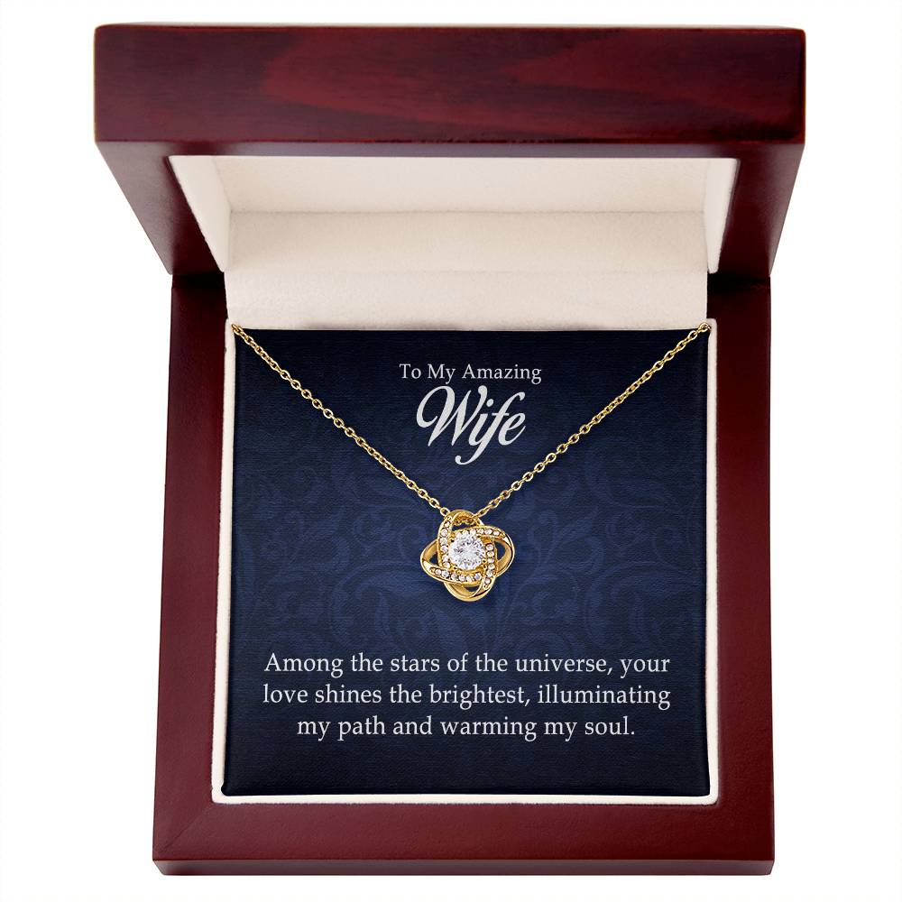 To My Amazing Wife - Love Knot Necklace- GOLD FINISH