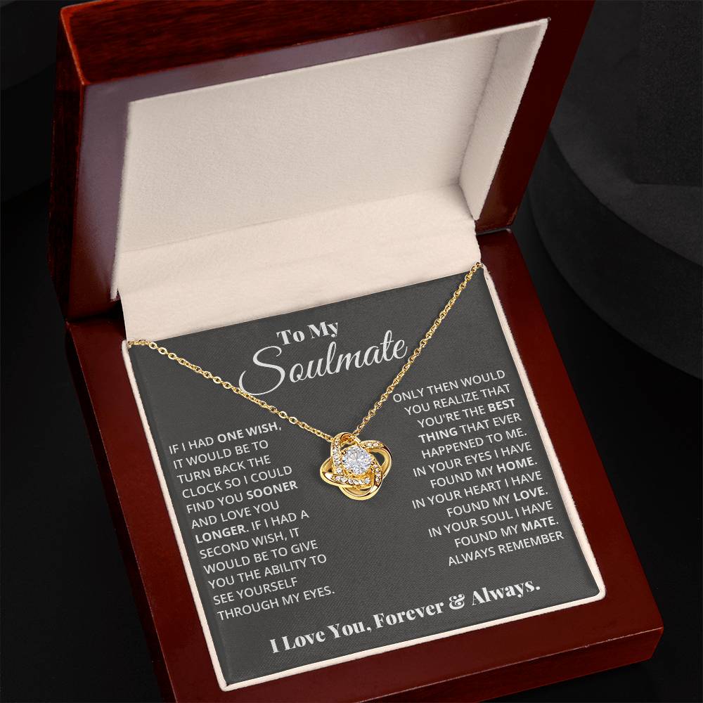 To My Soulmate - Love Knot Necklace- GOLD FINSIH