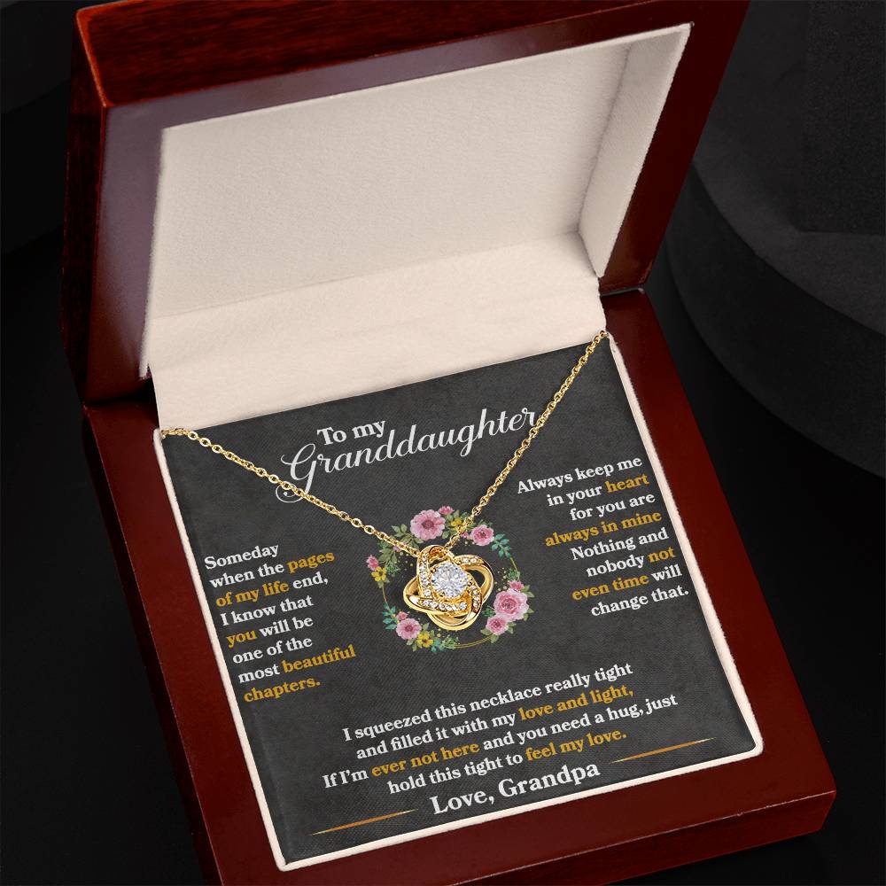Keep Me In Your Heart - Love Knot Necklace - GOLD FINSIH- GRANDDAUGHTER
