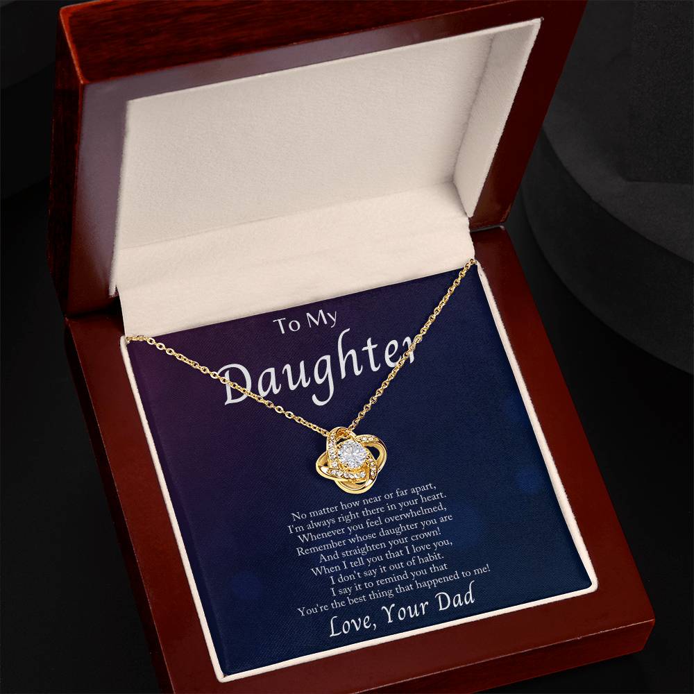 Daughter- I'm Always With You - Love Knot Necklace- GOLD FINISH