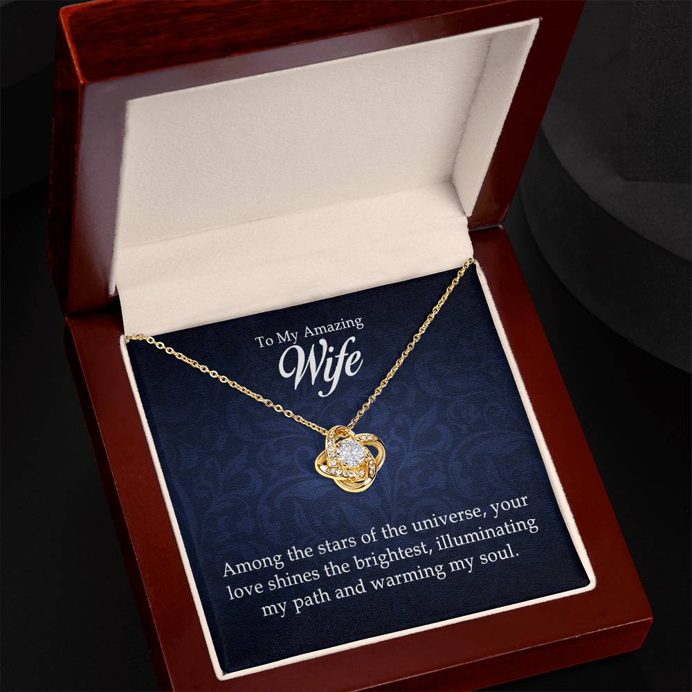 To My Amazing Wife - Love Knot Necklace- GOLD FINISH