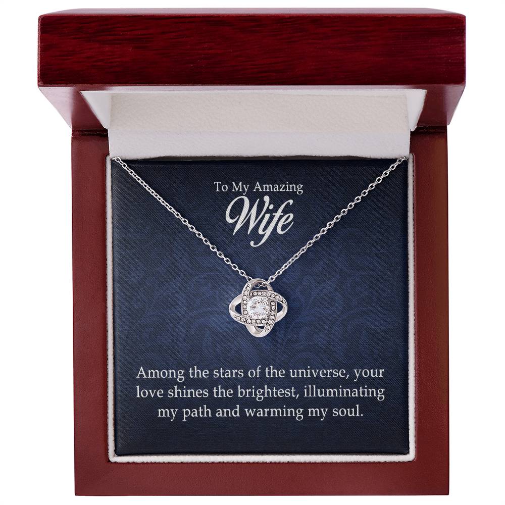 To My Amazing Wife - Love Knot Necklace- GOLD FINISH