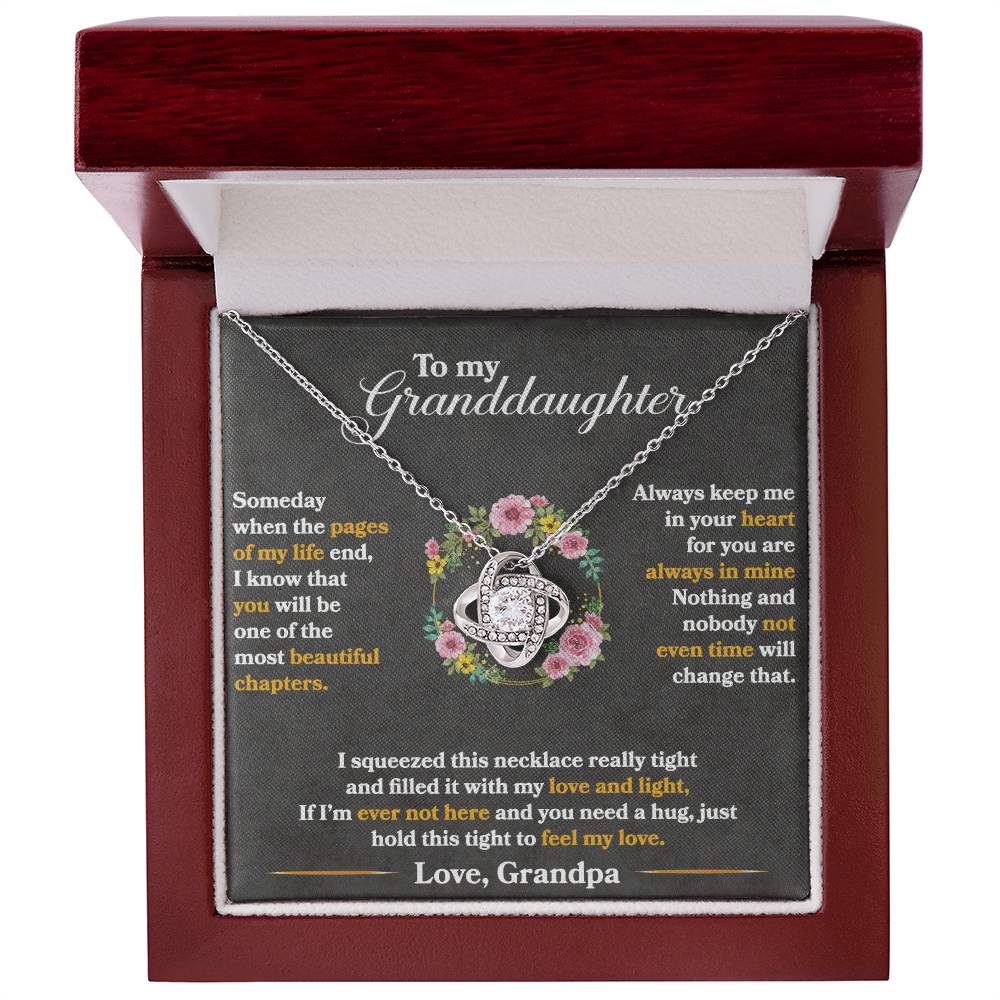 Keep Me In Your Heart - Love Knot Necklace - GOLD FINSIH- GRANDDAUGHTER