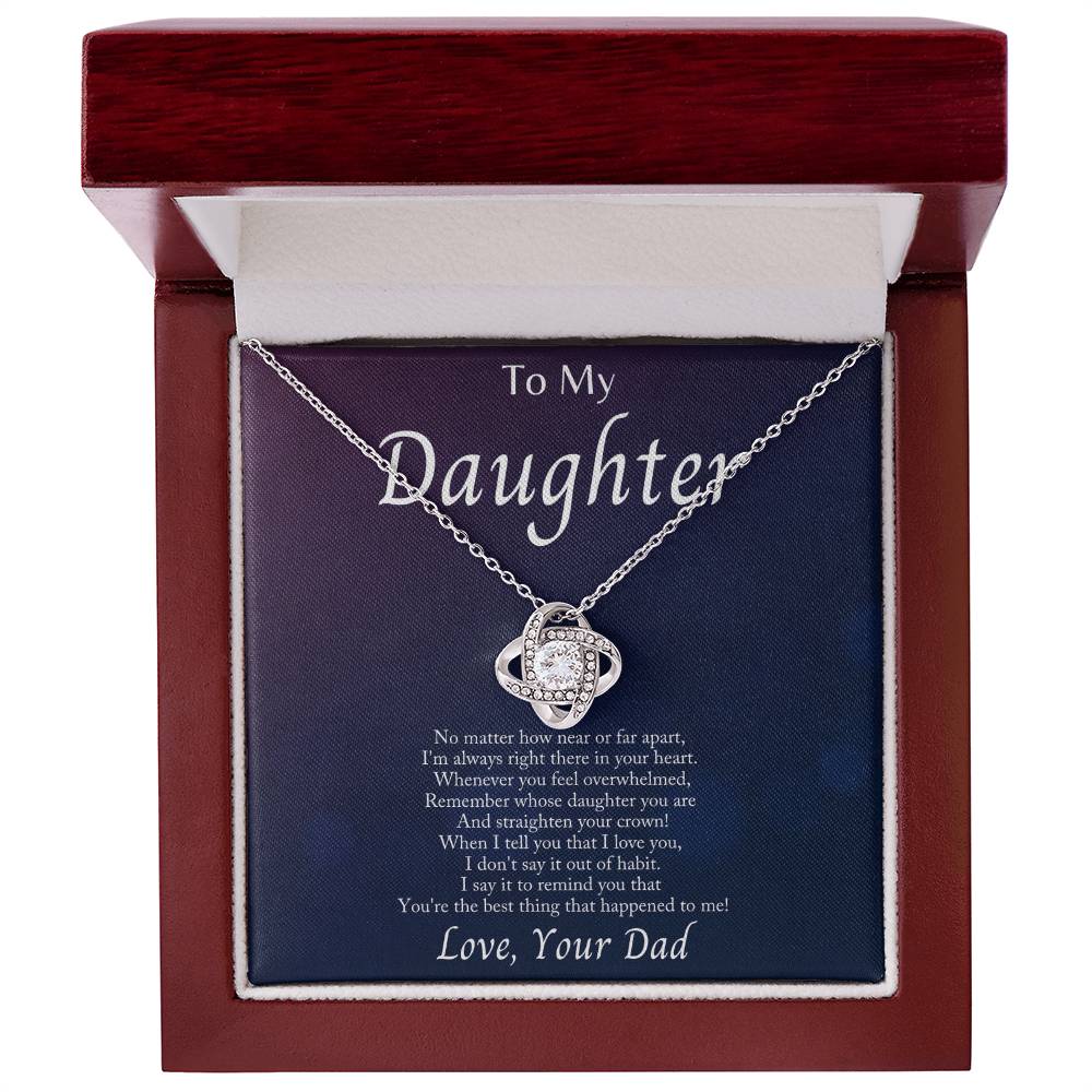 Daughter- I'm Always With You - Love Knot Necklace- GOLD FINISH
