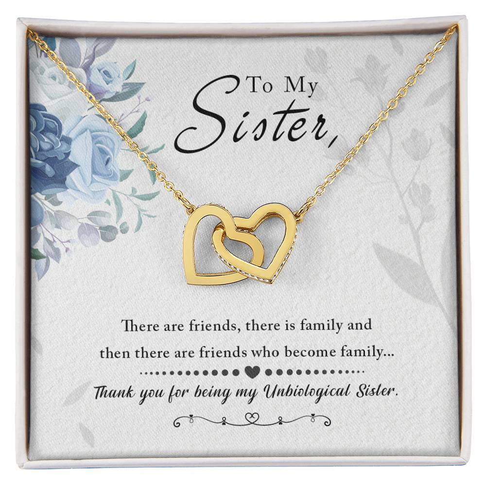 To My Sister - Interlocking Hearts Necklace - GOLD FINISH