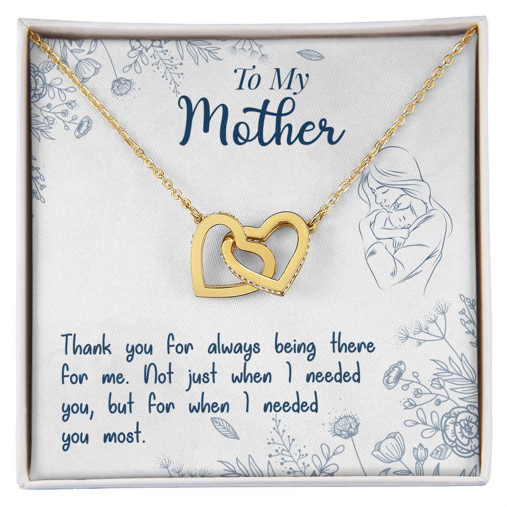 Thank You For Always Being There - Interlocking Hearts Necklace- GOLD FINISH