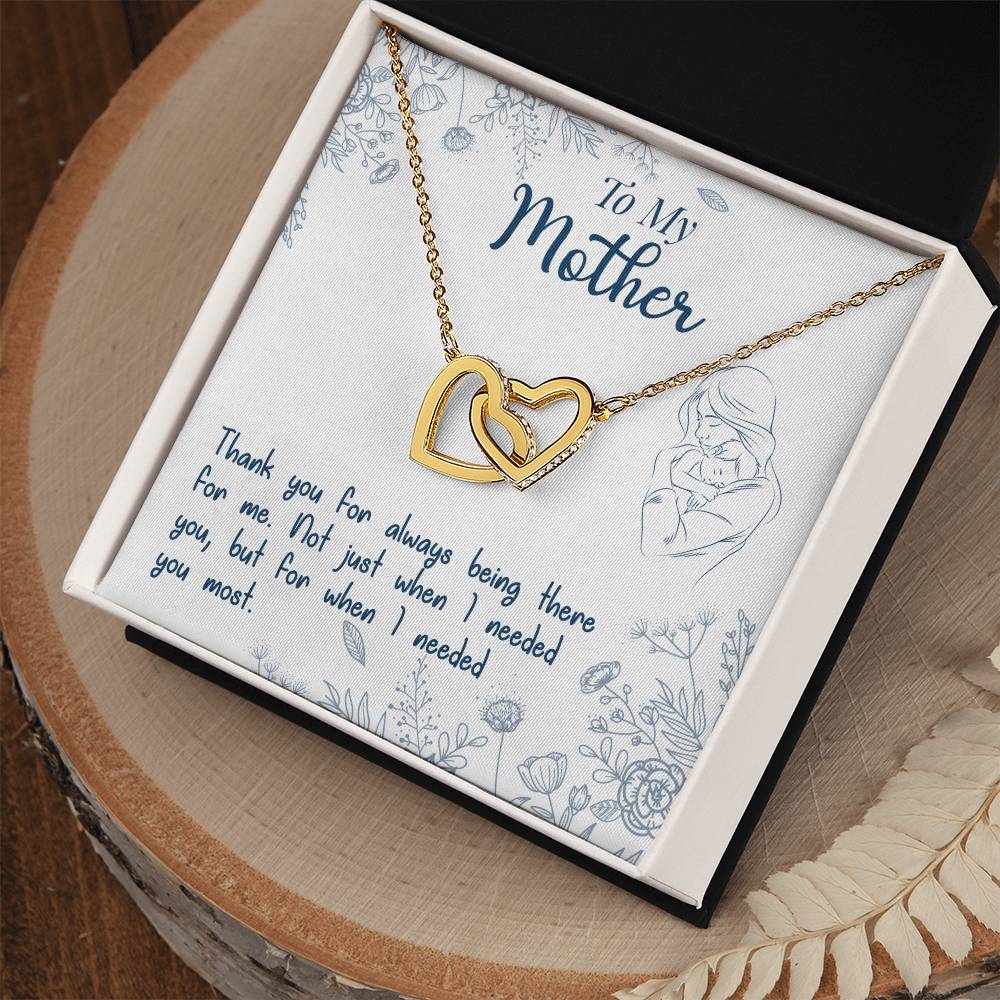Thank You For Always Being There - Interlocking Hearts Necklace- GOLD FINISH