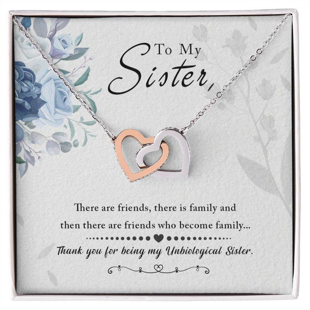 To My Sister - Interlocking Hearts Necklace - GOLD FINISH