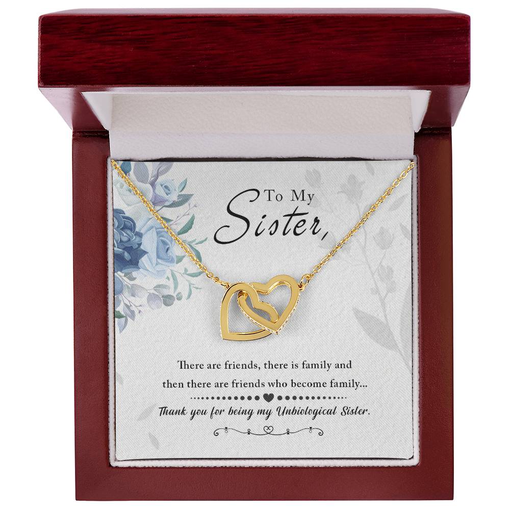 To My Sister - Interlocking Hearts Necklace - GOLD FINISH