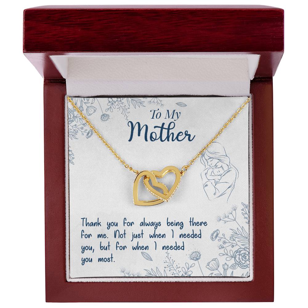 Thank You For Always Being There - Interlocking Hearts Necklace- GOLD FINISH