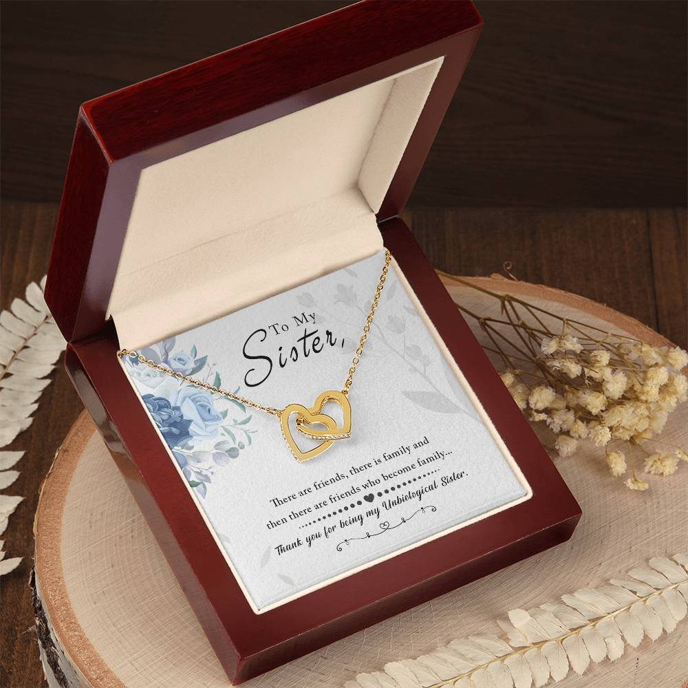To My Sister - Interlocking Hearts Necklace - GOLD FINISH