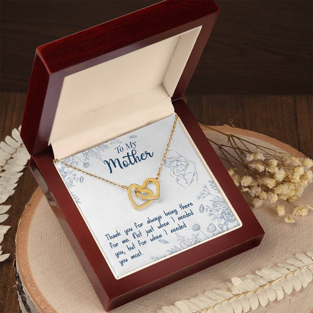 Thank You For Always Being There - Interlocking Hearts Necklace- GOLD FINISH
