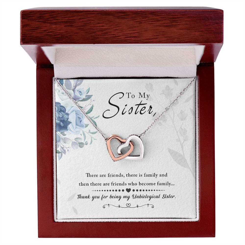 To My Sister - Interlocking Hearts Necklace - GOLD FINISH