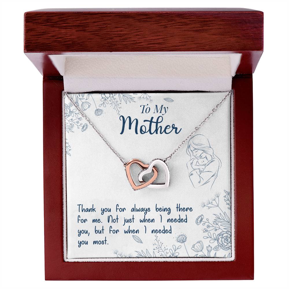 Thank You For Always Being There - Interlocking Hearts Necklace- GOLD FINISH