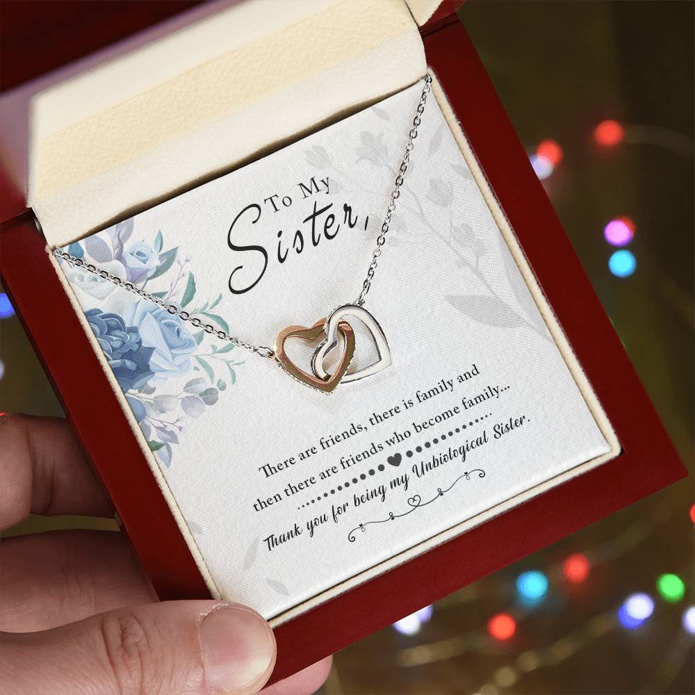 To My Sister - Interlocking Hearts Necklace - GOLD FINISH